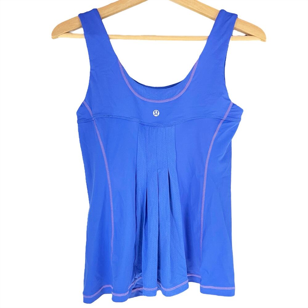 LULULEMON Run Distance Pleated Back Peplum Athletic Tank in Wish Blue Size 6